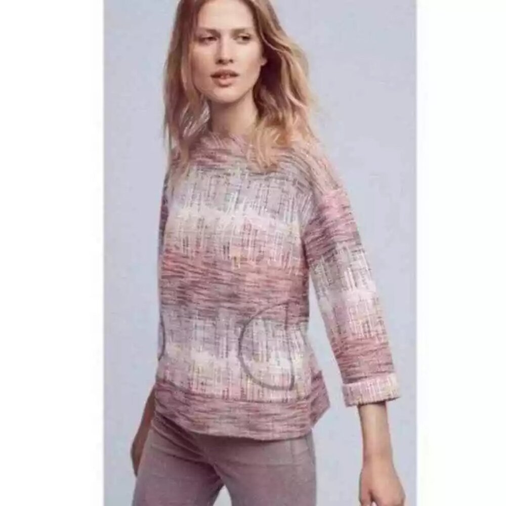 Anthropologie Postmark SOUNDWAVE M Textured Knit desert inspired Pockets Sweater